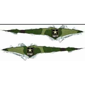  Ripped / Torn Metal Look Decals U. S. Army Green Camo   5 