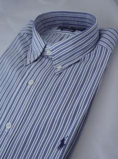 Nwt $85 Authentic POLO Ralph Lauren Mens Dress Shirt Blue Striped 