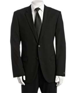Hugo Boss black striped wool Hudson/Bay 2 button suit with flat 