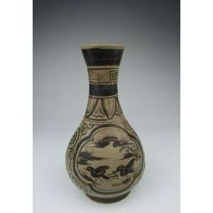  Ware Porcelain Vase with mandarin ducks pattern, Chinese Antique 