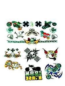 35 Assorted Temporary TATTOOS MOTORCYCLE SKULL Choppers  