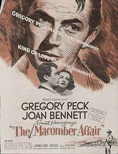 The Macomber Affair 1947 Original Movie Ad/Poster Gregory Peck, Joan 