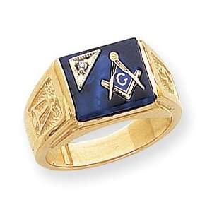    14k Diamond Mens Masonic Ring   Size 10   JewelryWeb Jewelry