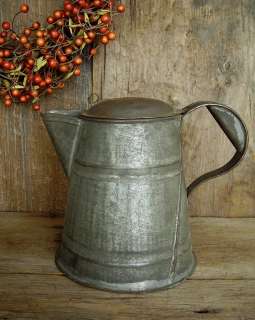 Tinware Coffee Pot Antique Civil War Era PRIMITIVE Tin Soldered Seams 