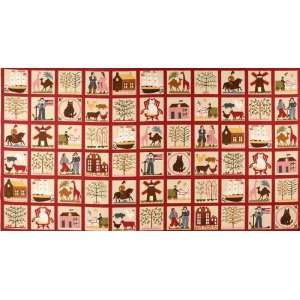   Window Panel Red Fabric By The Panel jo_morton Arts, Crafts & Sewing