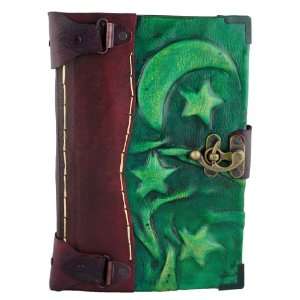   Star on a Green Handmade Leather Bound Journal LR678