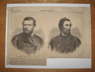 these are antique woodcut engraved portraits of two union generals 