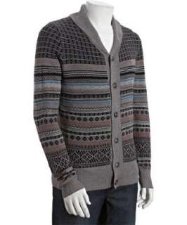Brand heather grey jacquard pattern shawl collar cardigan   