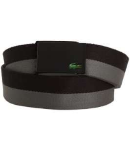 Lacoste black and gray striped canvas sliding buckle belt   up 