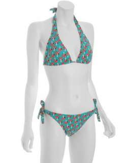 Letarte turquoise mushroom rhinestone halter bikini   up to 70 