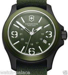   Swiss Army® Original 40mm Green Nylon Strap Watch Date At 4  