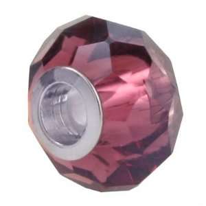  14mm Amethyst Faceted Glass   Large Hole Bead Jewelry