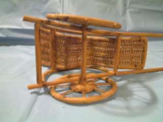 This VINTAGE BARBIE DOLL SIZE WICKER RICKSHAW CART WITH LOUNGER SEAT 