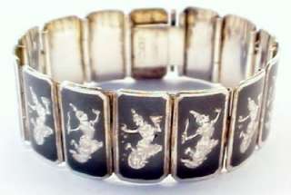 Vintage Sterling Silver SIAM NIELLO Bracelet ~ 5 3/4  
