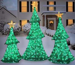 New 3 Huge Outdoor Light Up Christmas Trees Set LED Outdoor Decoration 