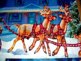   Lighted Holographic Santa Sleigh W4 deer   Option Local Pick up MA