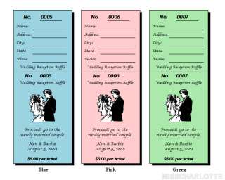56 Personalized Wedding Reception Raffle Ticket Favors  