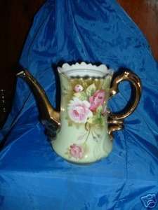 Vintage Lefton Hand Paint Heritage Pink Roses Tea Pot  