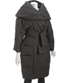Moncler grey quilted wool cotton down pillow collar coat   up 