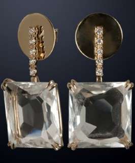 Stern rock crystal quartz and diamond drop earrings   up to 