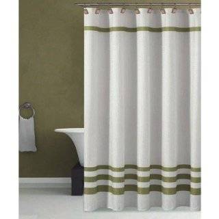 Bleecker Hotel Shower Curtain in White/Spa Green