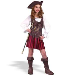   Girl High Seas Buccaneer Child Costume / Red/Brown   Size Medium