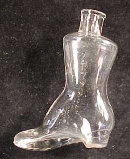 Tall Vintage Glass Perfume Boot Shaped Bottle  