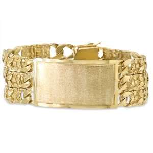  Mens 14K Solid Gold Three Rows Curb Link Bracelet With 