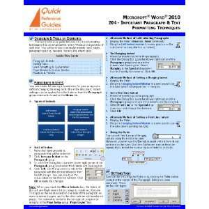 Microsoft® Word® 2010 Quick Reference Guide 204   Important 