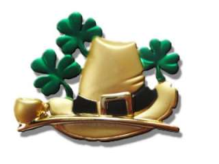IRISH SHAMROCK HAT Pin PIPE CHARM CLOVER GREEN PATRICK  
