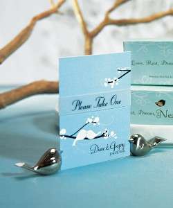 48 Brushed Silver Love Birds Wedding Place Card Holders  