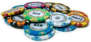 100 $5 Monte Carlo Clay Poker Chips 14 Table Grams  
