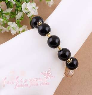 Premier Design Black Glass Beads With Gold Plated Small Pendants 