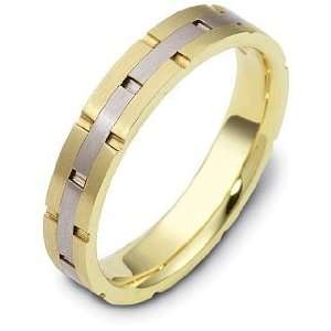   Yellow Gold & Titanium Link Style Wedding Band Ring   5.5 Jewelry