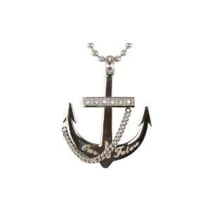   Zirconia Our Future Anchor Pendant Necklace 20 Dahlia Jewelry