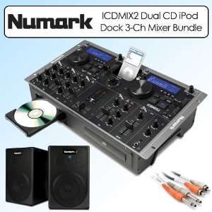  Numark ICDMIX2 Dual CD Performance System iPod Dock 3 Channel Mixer 