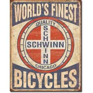  Vintage Retro Metal Sign Worlds Finest Schwinn Bicycles 