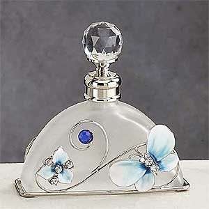  Butterfly with Orchid Blue Glass Perfume Bottle