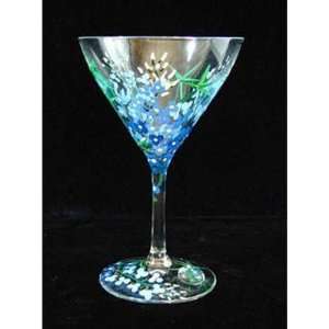  Texas Bluebonnets Design   Hand Painted   Martini   7.5 oz 