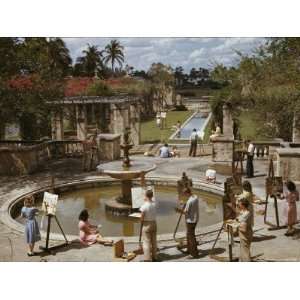  A University of Miami Art Class Paints Near a Fountain 