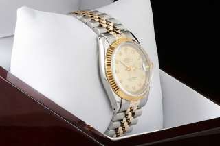Mens Rolex Two Tone Gold Diamond Dial Datejust Watch  