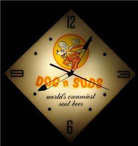 Dog n Suds Rootbeer Lighted Advertising Pam Clock  