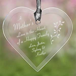   Mothers Love Personalized Mothers Day Glass Ornament