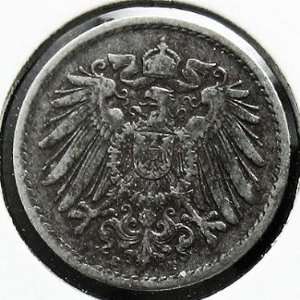   Fine 1918 E German 5 Pfennig    Made of Iron 