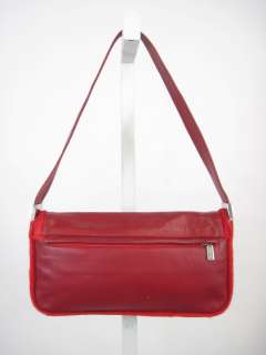 SERGIO ROSSI Red Leather Pony Skin Trimmed Handbag Bag  