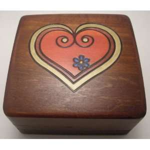  Lined Heart Polish Wood Jewelry Keepsake Box Love me 