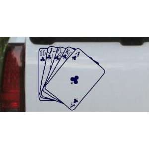 Poker Royal Flush Car Window Wall Laptop Decal Sticker    Navy 10in X 