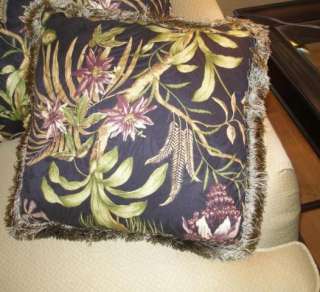 Sherrill Furniture 3 Cushion Sofa Couch 5 Loose Accent Pillow Back 