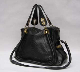   Style Black Genuine/Real Snake print Cowhide Leather Paraty Bag  