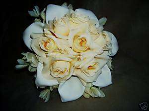 Ivory Rose & Calla Lily 15 pcs Silk Wedding Bridal Set  